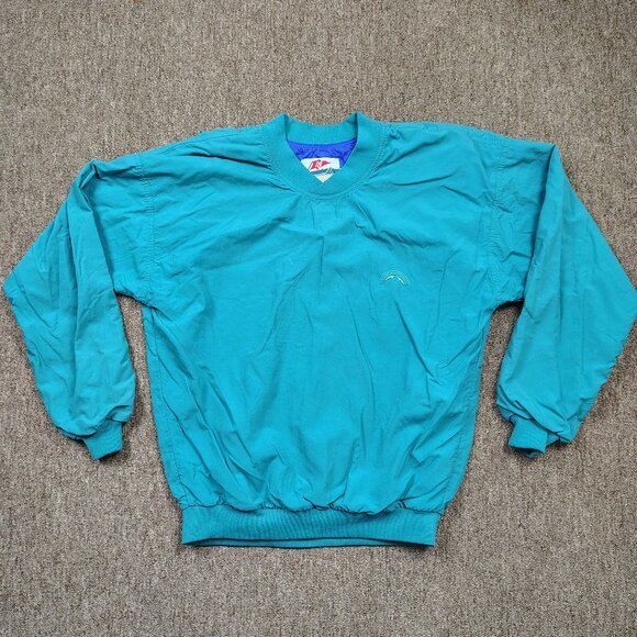 Vintage SUN MOUNTAIN SPORTS HEADWIND Pullover Men M Aqua Blue Nylon Windbreaker - Picture 1 of 8